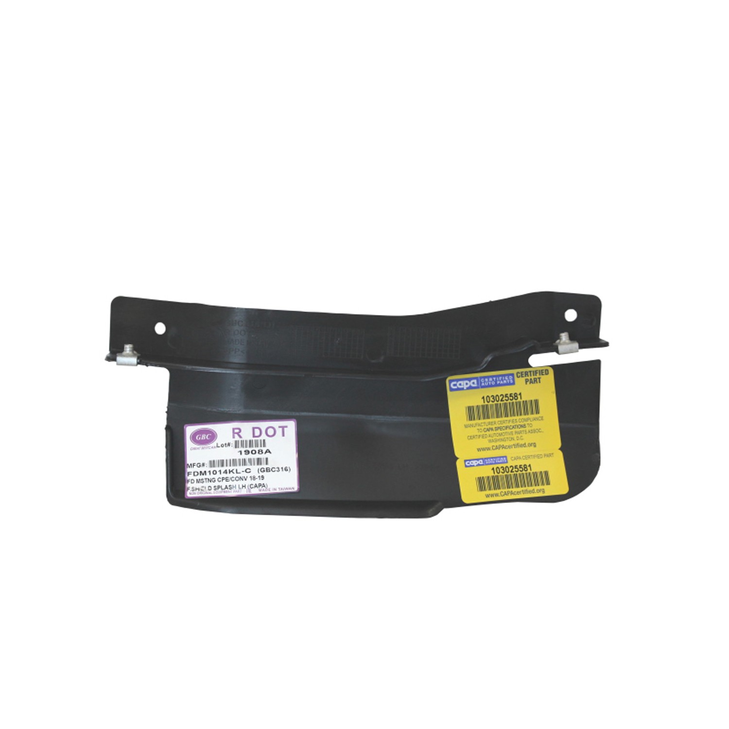 Fender Splash Shield Front Left CAPA for Ford Mustang Convertible Coupe 2018–2023