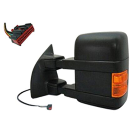 Door Mirror Assembly Left Power Heated Manual Telescoping w/Signal & Clearance Lamp Black for Ford F-250 Super Duty F-350 Super Duty