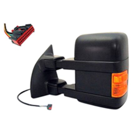 Door Mirror Assembly Left Power Heated Manual Telescoping w/Signal & Clearance Lamp w/Memory Black for Ford F-250 Super Duty F-350 Super Duty