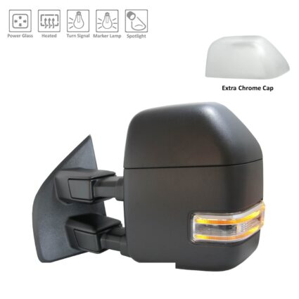 Door Mirror Assembly Left Power Manual-Telescoping w/o BLIS w/o S/V Camera w/Spotlight for Ford F-250 Super Duty F-350 Super Duty F-450 Super Duty F-550 Super Duty