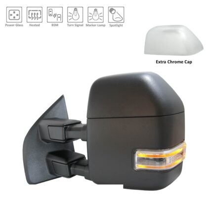 Door Mirror Assembly Left Power Manual-Telescoping w/BLIS w/o S/V Camera w/Spotlight for Ford F-250 Super Duty F-350 Super Duty F-450 Super Duty