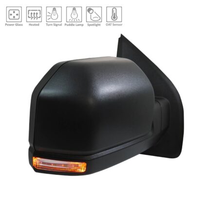Door Mirror Right w/o Side View Camera w/Signal Lamp Standard Type Heated Black w/Spot Lamp From 2-26-18 for Ford F-150 Raptor 2017–2020