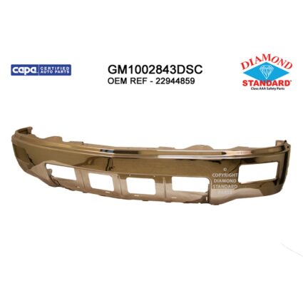 Bumper Face Bar Front w/Fog Lamps w/o Parking Aid Sensors Chrome CAPA for Chevrolet Silverado 1500 2014–2015