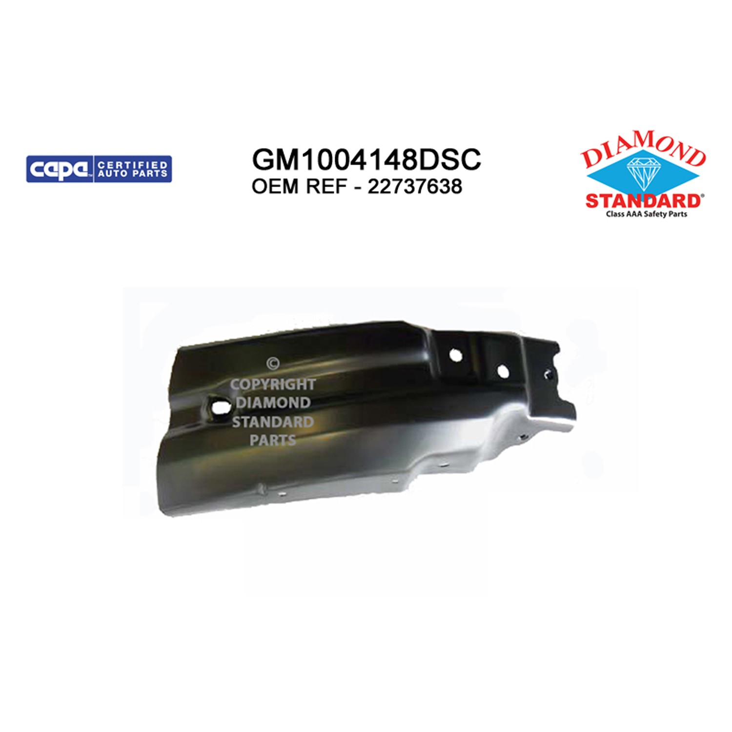 Bumper Extension Front Left Outer Impact Bar CAPA for Chevrolet Silverado 1500 2007–2013