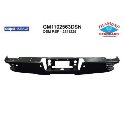 Bumper Face Bar Rear w/Corner Step w/Parking Aid Sensors Primed CAPA for Chevrolet Silverado 1500 Silverado 1500 LD Silverado 2500 HD Silverado 3500 HD GMC Sierra 1500 Sierra 2500 HD Sierra 3500 HD