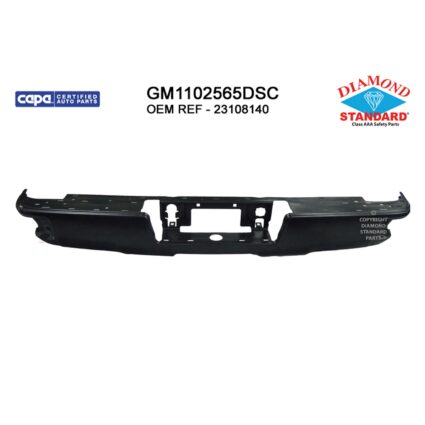 Bumper Face Bar Rear w/Corner Step w/o Parking Aid Sensors Black CAPA for Chevrolet Silverado 1500 Silverado 1500 LD