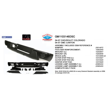 Bumper Assembly Rear Painted CAPA for Chevrolet Colorado 2004–2007