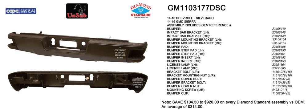 Bumper Assembly Rear w/o Parking Aid Sensors Black CAPA for Chevrolet Silverado 1500 Silverado 1500 LD