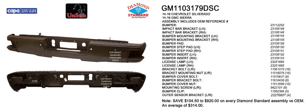 Bumper Assembly Rear w/Corner Step w/Park Assist w/o Sensors & Harness CAPA for Chevrolet Silverado 1500 Silverado 1500 LD GMC Sierra 1500 Sierra 1500 Limited