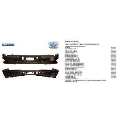 Bumper Assembly Rear w/Parking Sensors CAPA for Chevrolet Colorado GMC Canyon