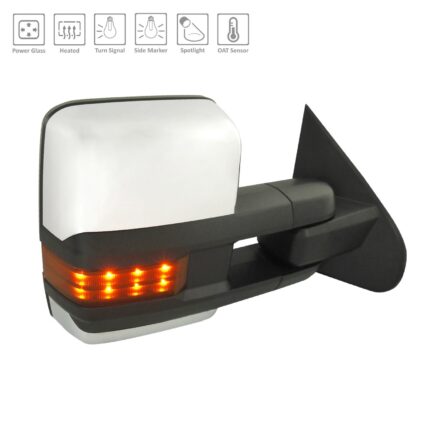 Door Mirror Right Trailer Tow Type 2nd Design w/Temp Sensor Manual Extend/Manual Folding Chrome for Chevrolet Silverado 1500 Silverado 1500 LD Silverado 2500 HD Silverado 3500 HD GMC Sierra 1500 Sierra 2500 HD Sierra 3500 HD