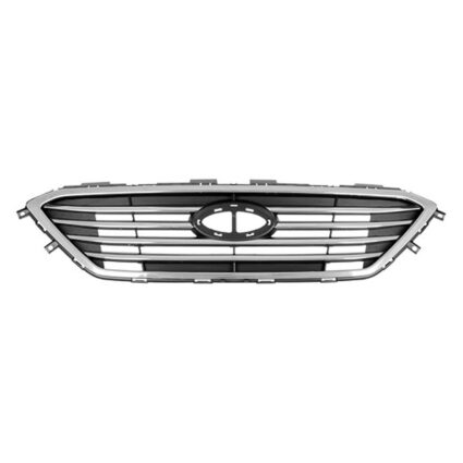 Grille Assembly Standard Type w/o Auto Cruise w/Chrome Molding Silver CAPA for Hyundai Sonata 2015–2017
