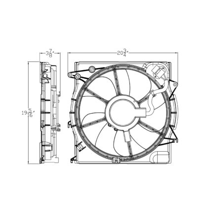 Engine Cooling Fan Assembly for Hyundai Sonata Eco Sport 2.0T Ultimate 2.0T Limited 2.0T Sport Limited 2015–2017
