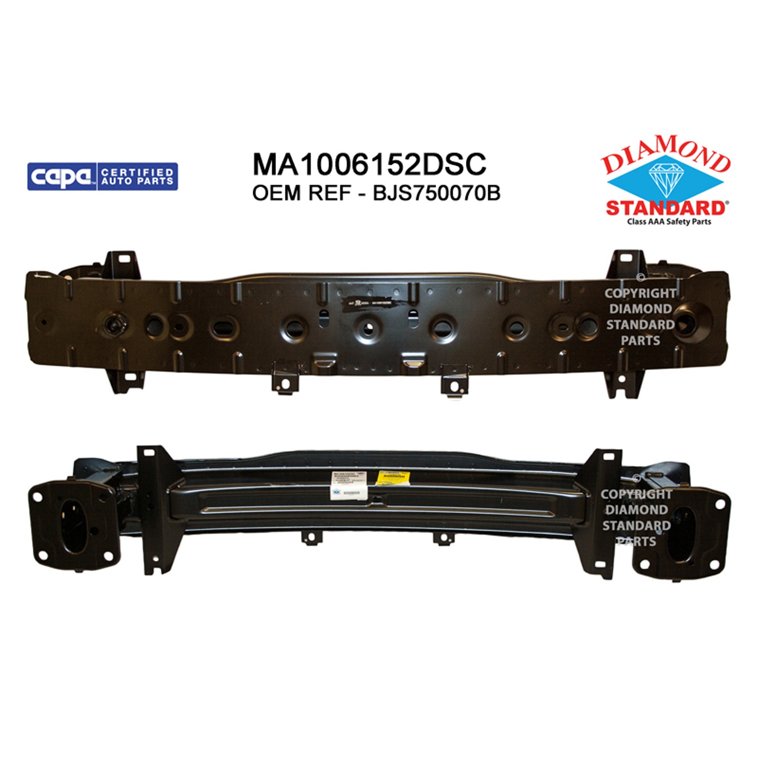 Bumper Cover Reinforcement Front CAPA for Mazda 3 2014–2016