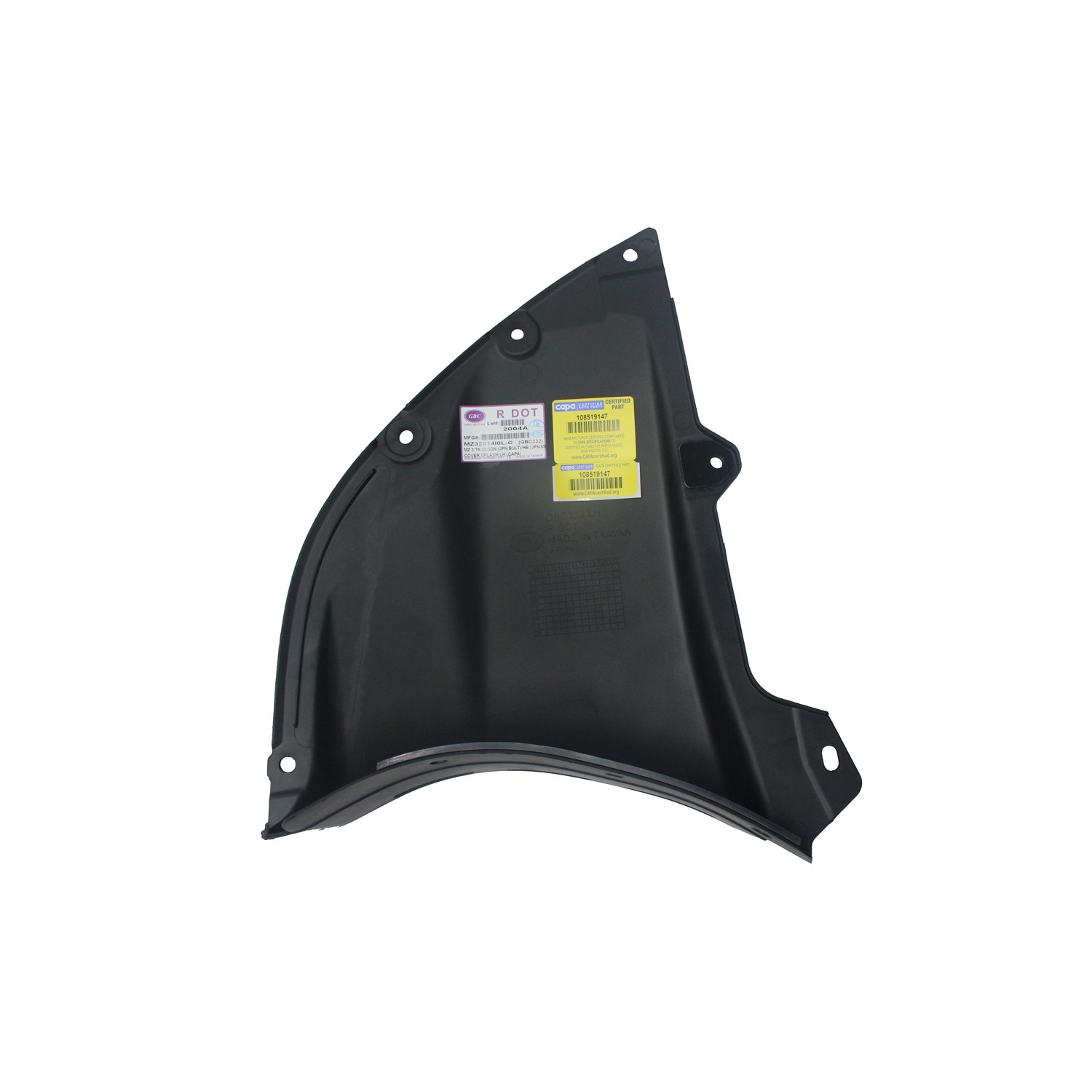 Fender Splash Shield Front Left Splash Cover CAPA for Mazda 3 Sedan 2019–2020