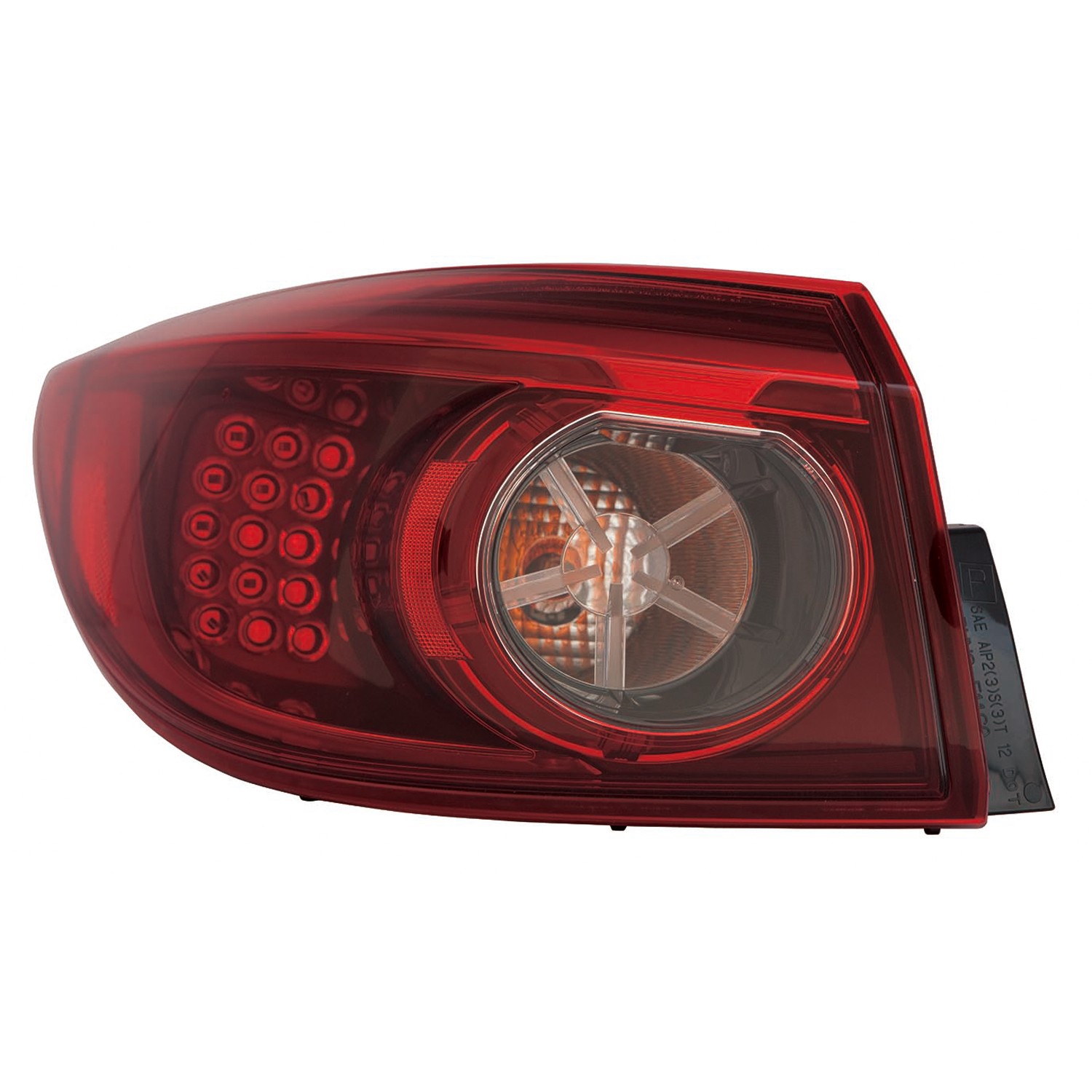 Tail Light Assembly Left Outer LED Type Smoke for Mazda 3 Sedan 2014–2015