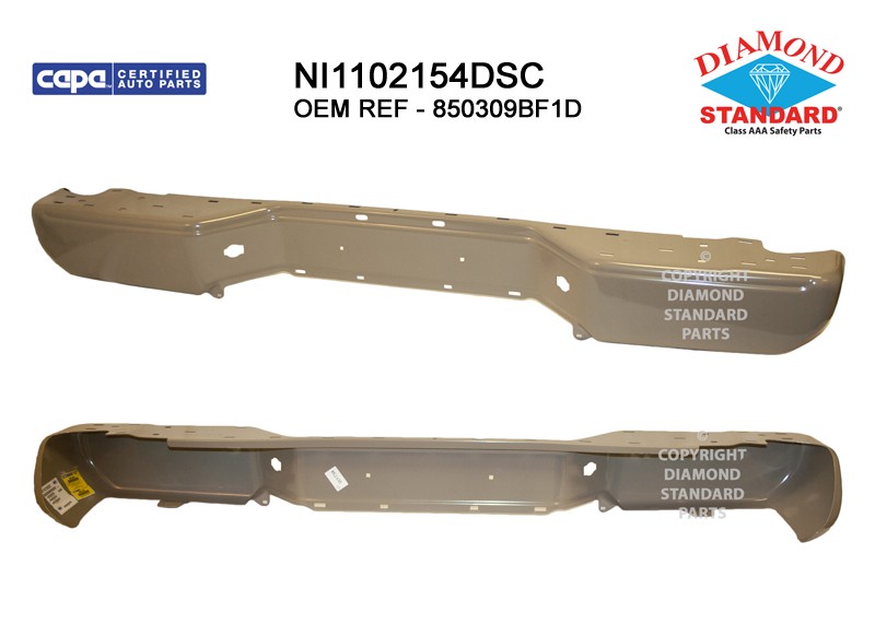 Bumper Face Bar Rear w/o Rear Object Sensors CAPA for Nissan Frontier 2005–2021