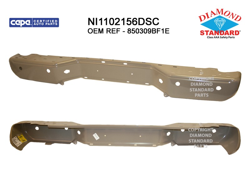 Bumper Face Bar Rear w/Rear Object Sensors w/o Mounting Bracket CAPA for Nissan Frontier 2013–2021