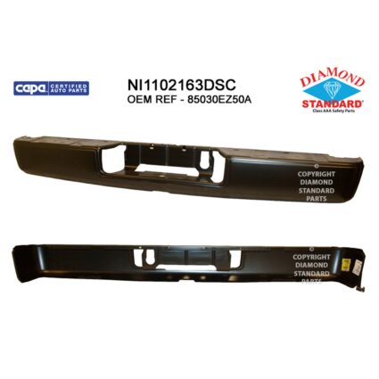 Bumper Face Bar Rear w/o Tow Hitch Black CAPA for Nissan TITAN Crew Cab Pickup S 2017–2019