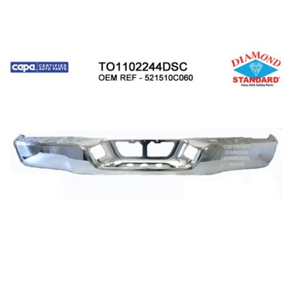 Bumper Face Bar Rear w/o Rock Warrior Pkg w/o Parking Assist Chrome CAPA for Toyota Tundra 2007–2013