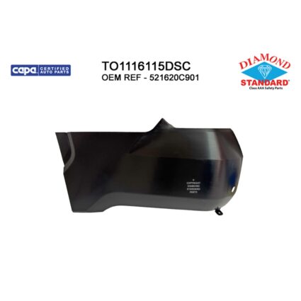 Bumper Cover Rear Left w/o Wheel Opening Mouldings w/Parking Sensors Primed CAPA for Toyota Tundra 2022–2024