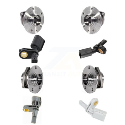 Front Rear Wheel Hub Bearing & Sensor Kit (8Pc) For Volkswagen Golf SportWagen R Alltrack K7S-102801