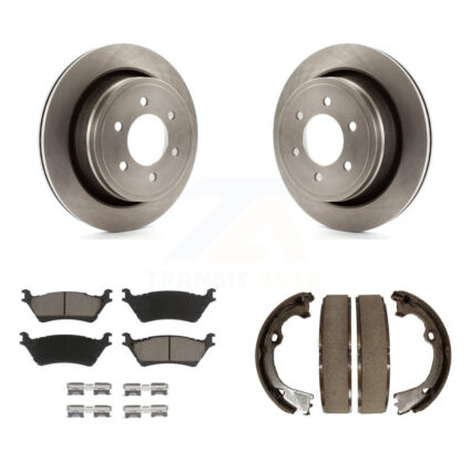 Rear Disc Rotors Ceramic Pads And Parking Brake Shoes Kit For Ford F-150 K8C-103829