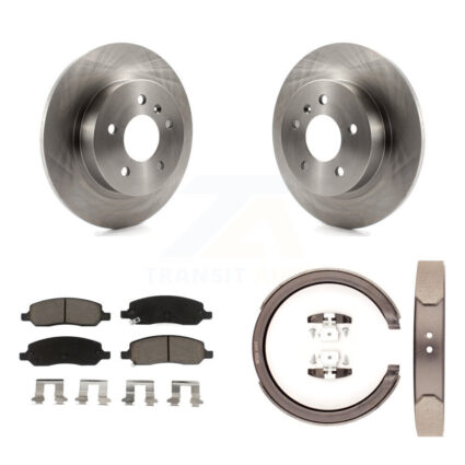 Rear Disc Rotors Ceramic Pads Parking Shoes Kit For 06-11 Cadillac DTS With 5 Lug Wheels K8C-103836