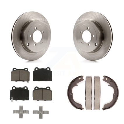 Rear Disc Rotors Ceramic Pads And Parking Brake Shoes Kit For Mitsubishi Lancer K8C-103855