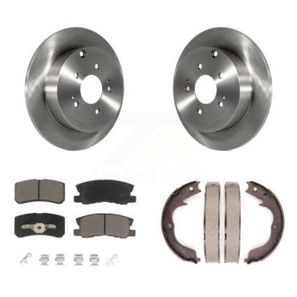 Rear Disc Rotors Ceramic Pads And Parking Brake Shoes Kit For Mitsubishi Endeavor K8C-103879