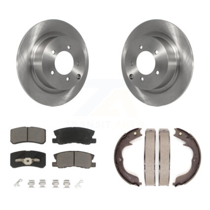 Rear Disc Rotors Ceramic Pads Parking Brake Shoes Kit For 2008 Mitsubishi Outlander 2.4L K8C-103881