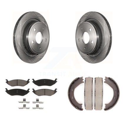 Rear Disc Rotors Ceramic Pads Parking Shoes Kit For Dodge Ram 1500 Durango Chrysler Aspen K8C-103888