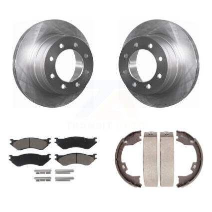 Rear Disc Rotors Ceramic Pads And Parking Brake Shoes Kit For Dodge Ram 1500 3500 2500 K8C-103889