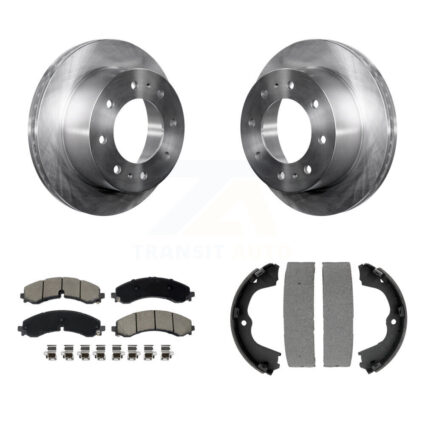 Rear Disc Rotors Ceramic Pads And Parking Shoes Kit For GMC Chevrolet Sierra 2500 HD 3500 K8C-103915