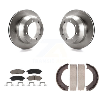 Rear Disc Rotors Ceramic Pads And Parking Brake Shoes Kit For Ford F-350 Super Duty K8C-103923