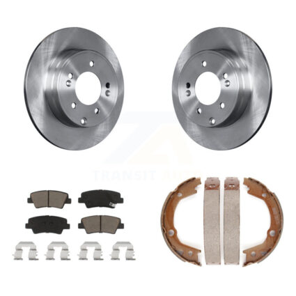 Rear Disc Rotors Ceramic Pads And Parking Brake Shoes Kit For Hyundai Sonata 3.3L K8C-103946