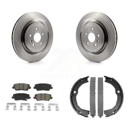 Rear Disc Rotors Ceramic Pads And Parking Shoes Kit For 2015 Cadillac CTS Coupe with 6.2L K8C-103992