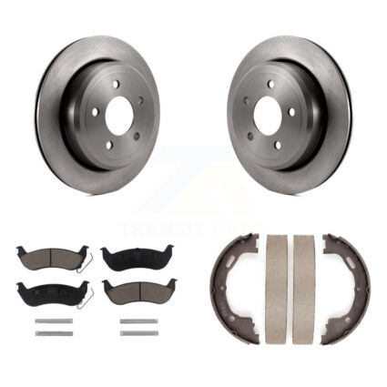 Rear Disc Rotors Ceramic Pads And Parking Shoes Kit For Ford Crown Victoria Mercury Grand K8C-103999