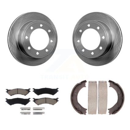 Rear Disc Rotors Ceramic Pads Parking Shoes Kit For Ford E-350 Super Duty E-250 Econoline K8C-104004