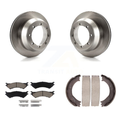 Rear Disc Rotors Ceramic Pads Parking Shoes Kit For Ford E-350 Super Duty Econoline Club K8C-104006