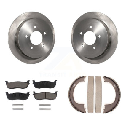 Rear Disc Rotors Ceramic Pads Parking Brake Shoes Kit For Ford F-150 Heritage Expedition K8C-104008