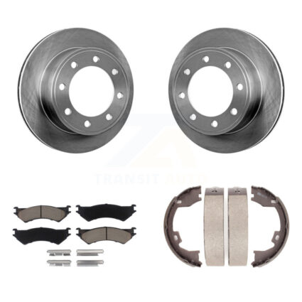 Rear Disc Rotors Ceramic Pads And Parking Shoes Kit For Ford E-350 Super Duty E-250 E-150 K8C-104009
