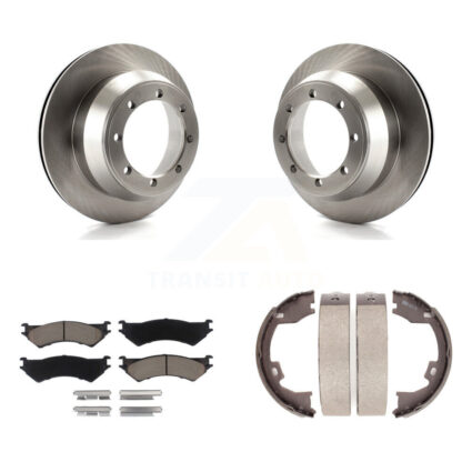 Rear Disc Rotors Ceramic Pads And Parking Brake Shoes Kit For Ford E-350 Super Duty K8C-104010