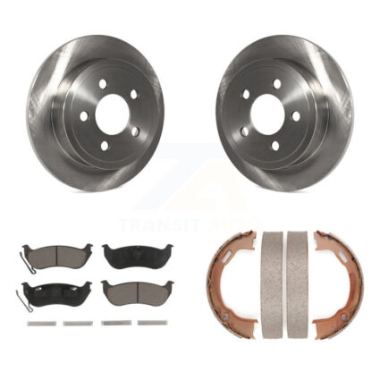 Rear Disc Rotors Ceramic Pads And Parking Brake Shoes Kit For Jeep Liberty Wrangler TJ K8C-104018