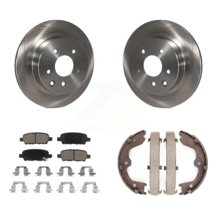 Rear Disc Rotors Ceramic Pads And Parking Brake Shoes Kit For INFINITI G35 K8C-104024