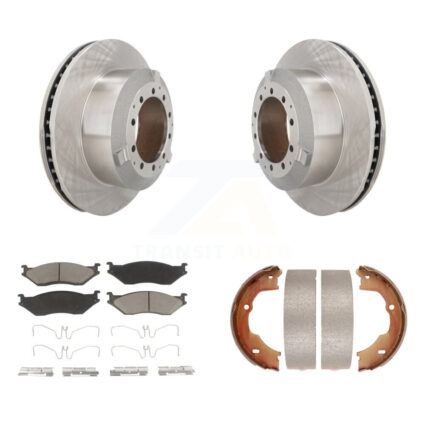 Rear Disc Rotors Ceramic Pads Parking Brake Shoes Kit For Ford F-450 Super Duty F-550 LCF K8C-104026