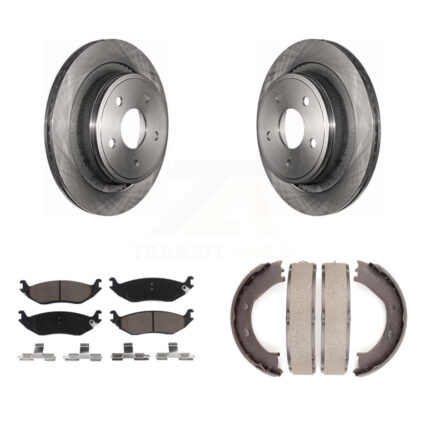 Rear Disc Rotors Ceramic Pads And Parking Brake Shoes Kit For Dodge Ram 1500 K8C-104034