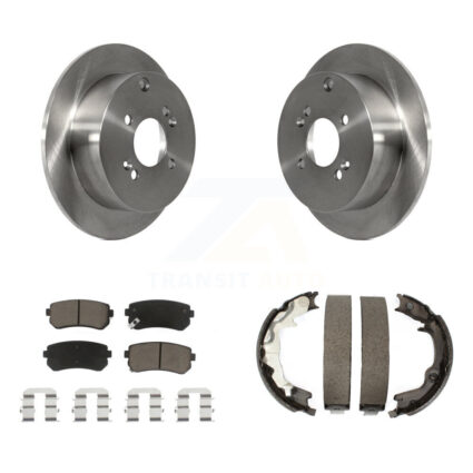 Rear Disc Rotors Ceramic Pads Parking Shoes Kit For 2006-2007 Hyundai Accent Kia Rio5 Rio K8C-104044