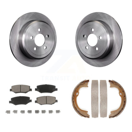 Rear Disc Rotors Ceramic Pads And Parking Brake Shoes Kit For Jeep Liberty Dodge Nitro K8C-104057