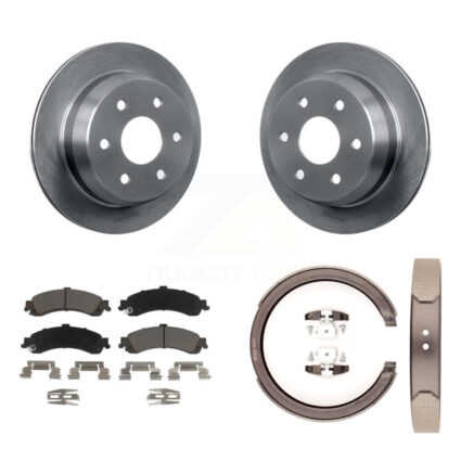 Rear Disc Rotors Ceramic Pads And Parking Shoes Kit For 2002 Chevrolet Suburban 1500 4WD K8C-104075